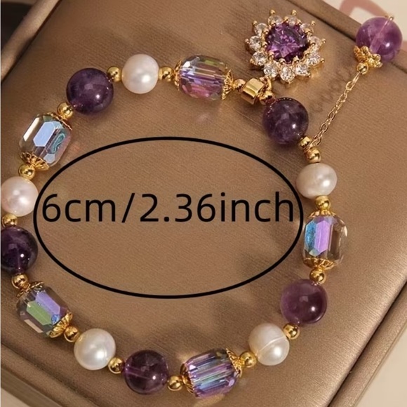 Natural amethyst bead bracelet - Picture 3 of 3